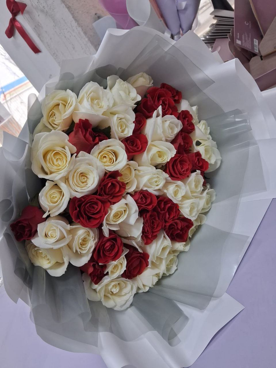 Букетик 51 роза, 50 сантиметров❤️🤍
