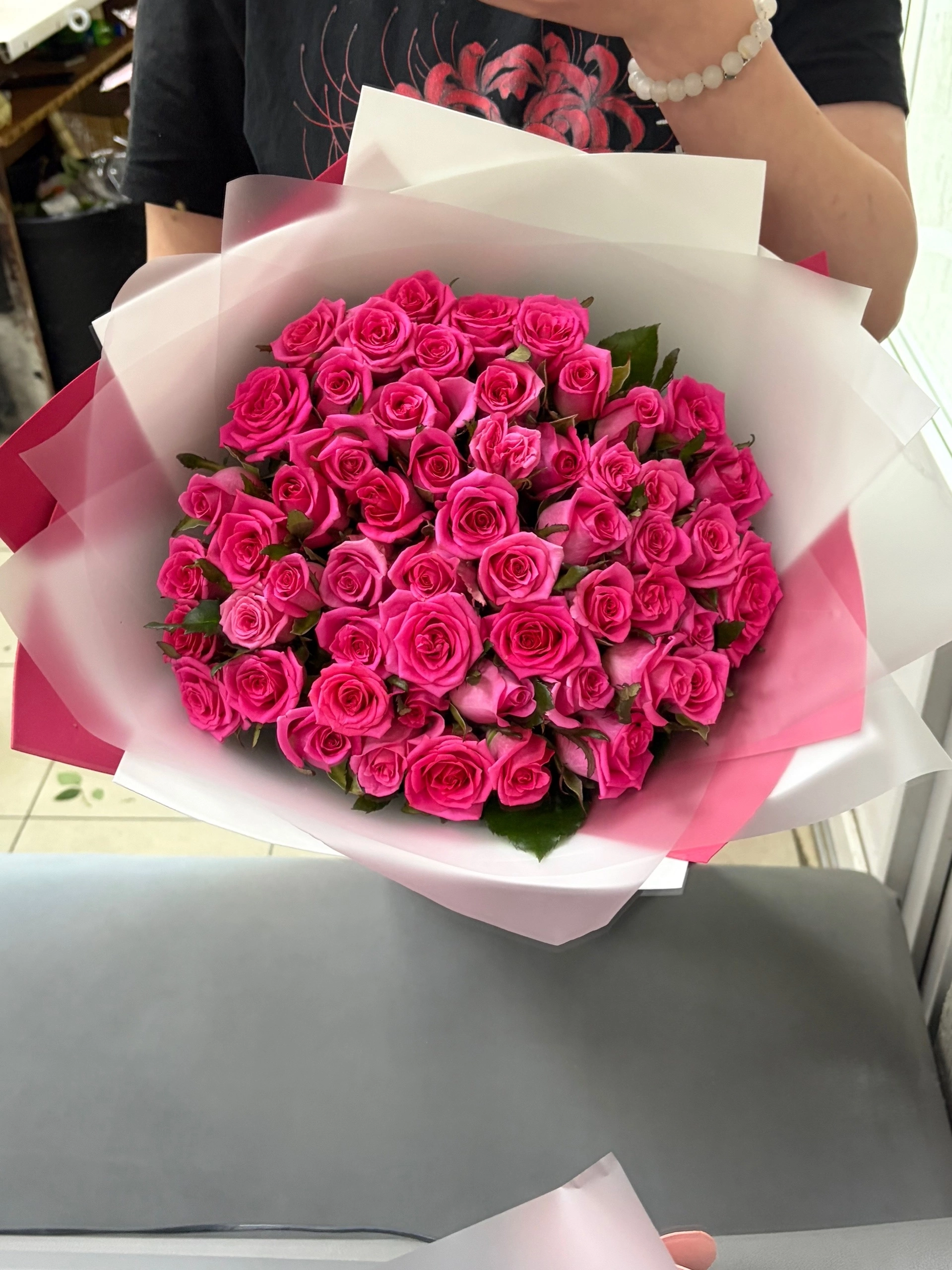 55 роз 40 сантиметров